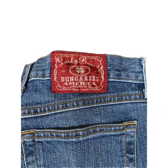 Lucky Brand JOSIE Blue Jeans Wide Dungaree Mid Rise Womens Size 32 Bootcut - Picture 2 of 7